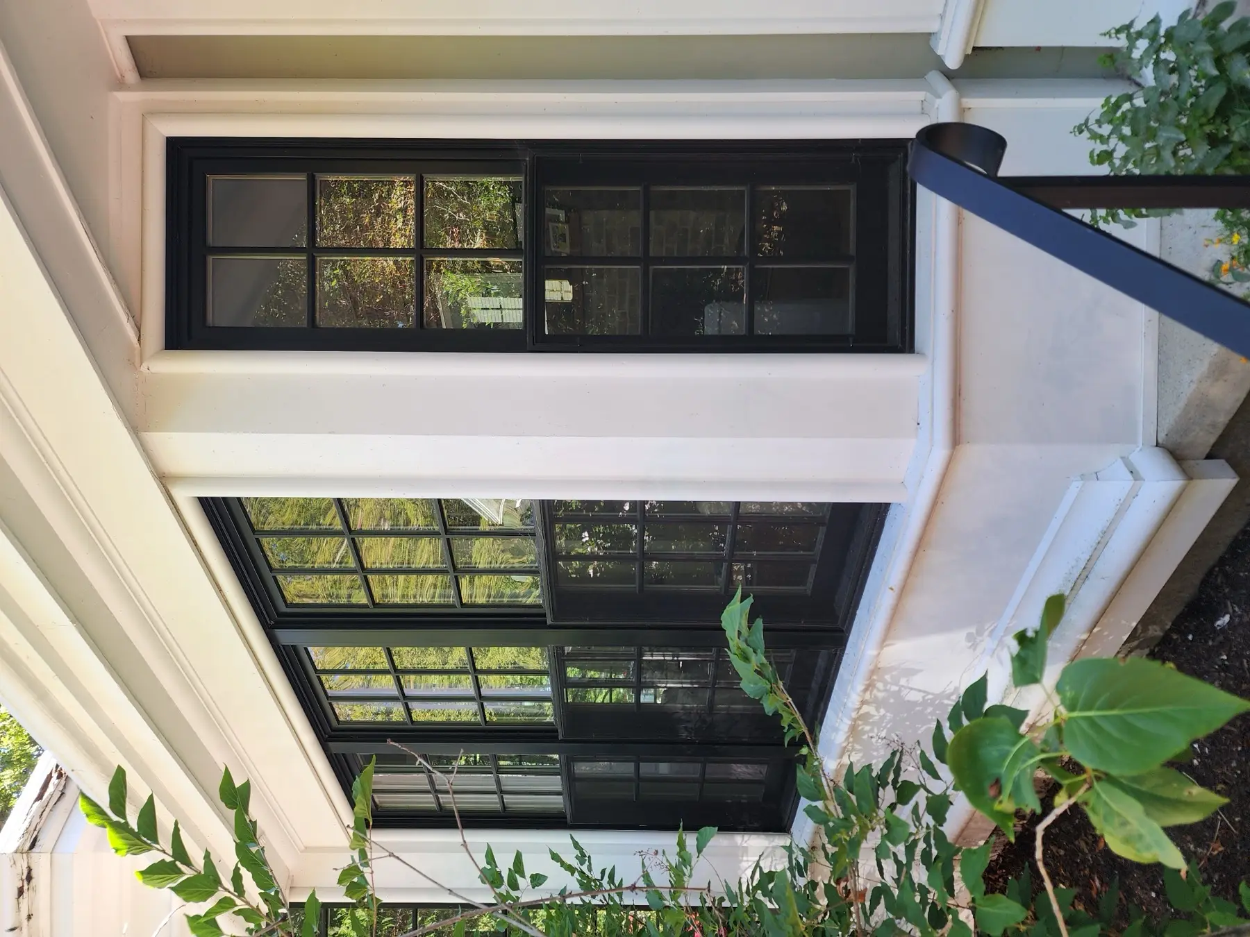 Clean black-grid windows after a residential job