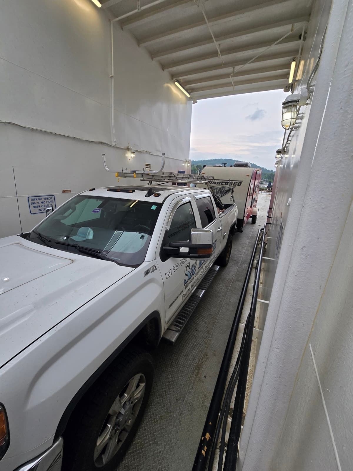 Our crew riding the ferry to an island job